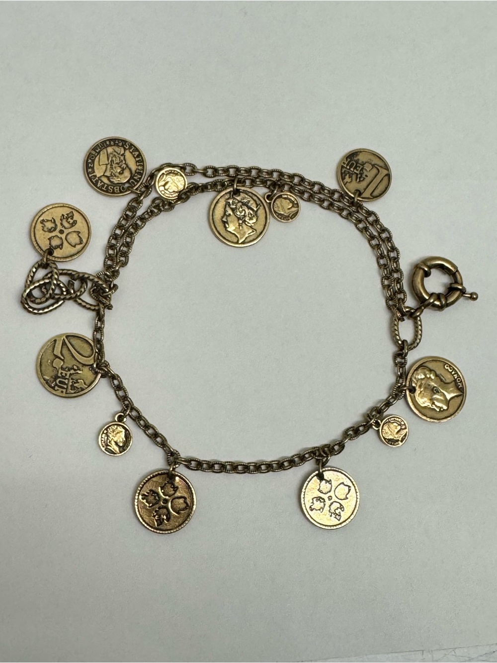 Patricia Nash Triple Chain Coin Goldtone Charm Bracelet